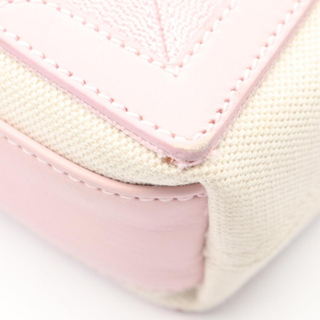 Used BALENCIAGA Navy Cabas XS 2WAY Handbag 390346 Canvas Leather Beige Pink Used Women