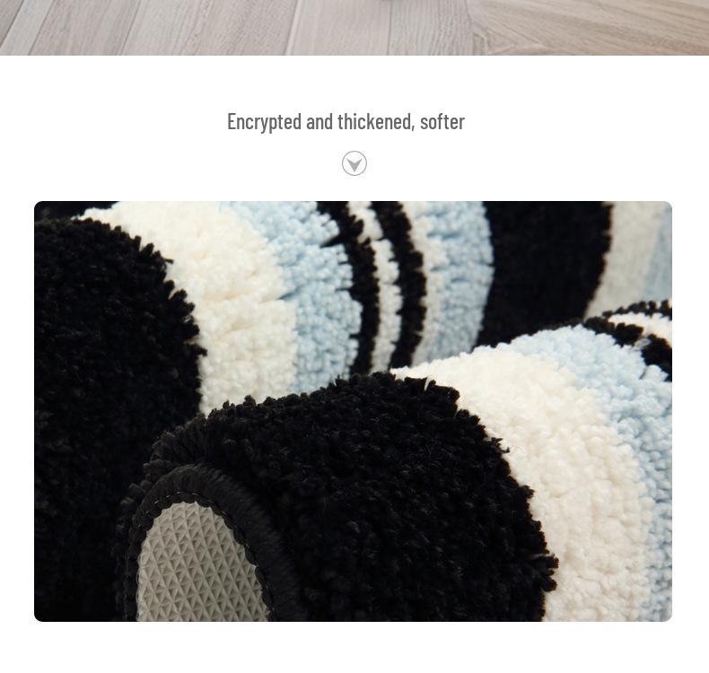 Nordic Style Black & White Striped Non-Slip Bedroom Rug - Wear-Resistant Long Floor Mat for Living Room