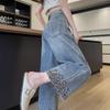Eight-Minute Women's Floral Wide-Leg Jeans with Heavy Embroidery for Spring and Autumn