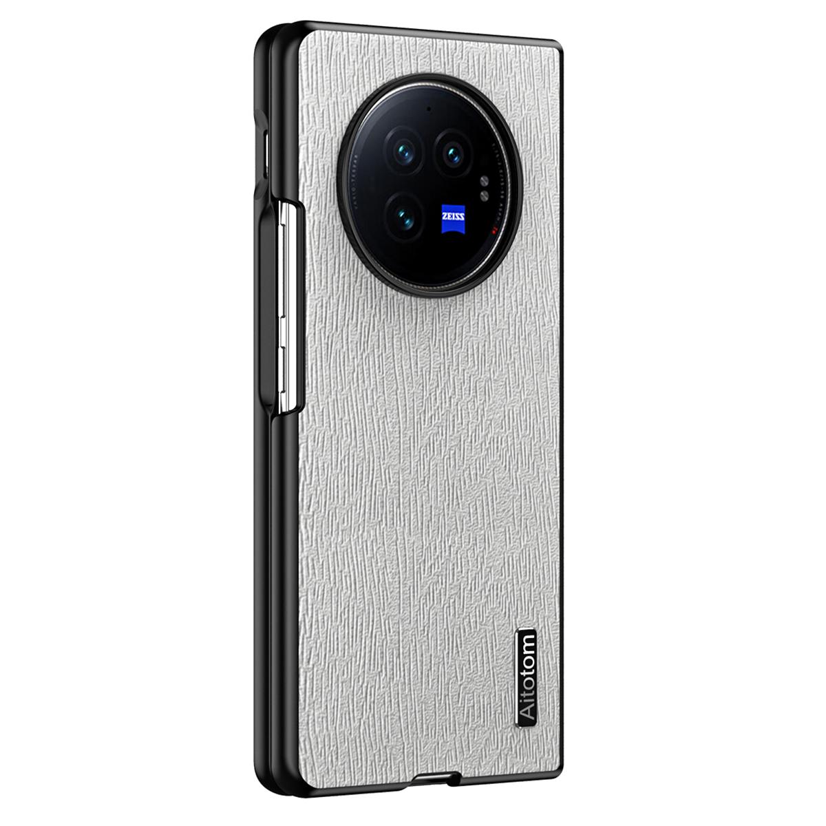 

For vivo X Fold3 Case PU Leather+PC+TPU Tree Pattern Slim Protective Phone Cover Grey