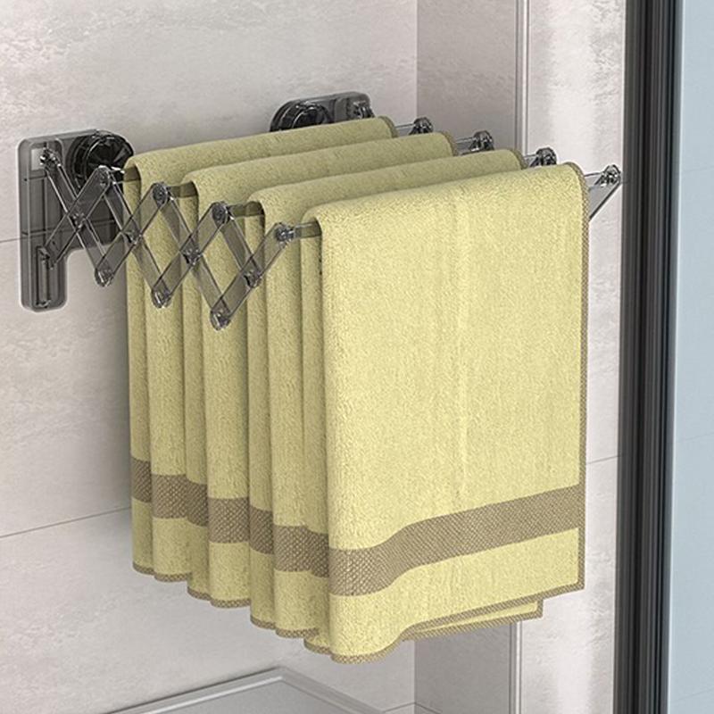 Suction Cup Sock Drying Rack Space-Saving Retractable Clothes Rack Suction Cup Sock Hanger With Clip Wall Household Supplies