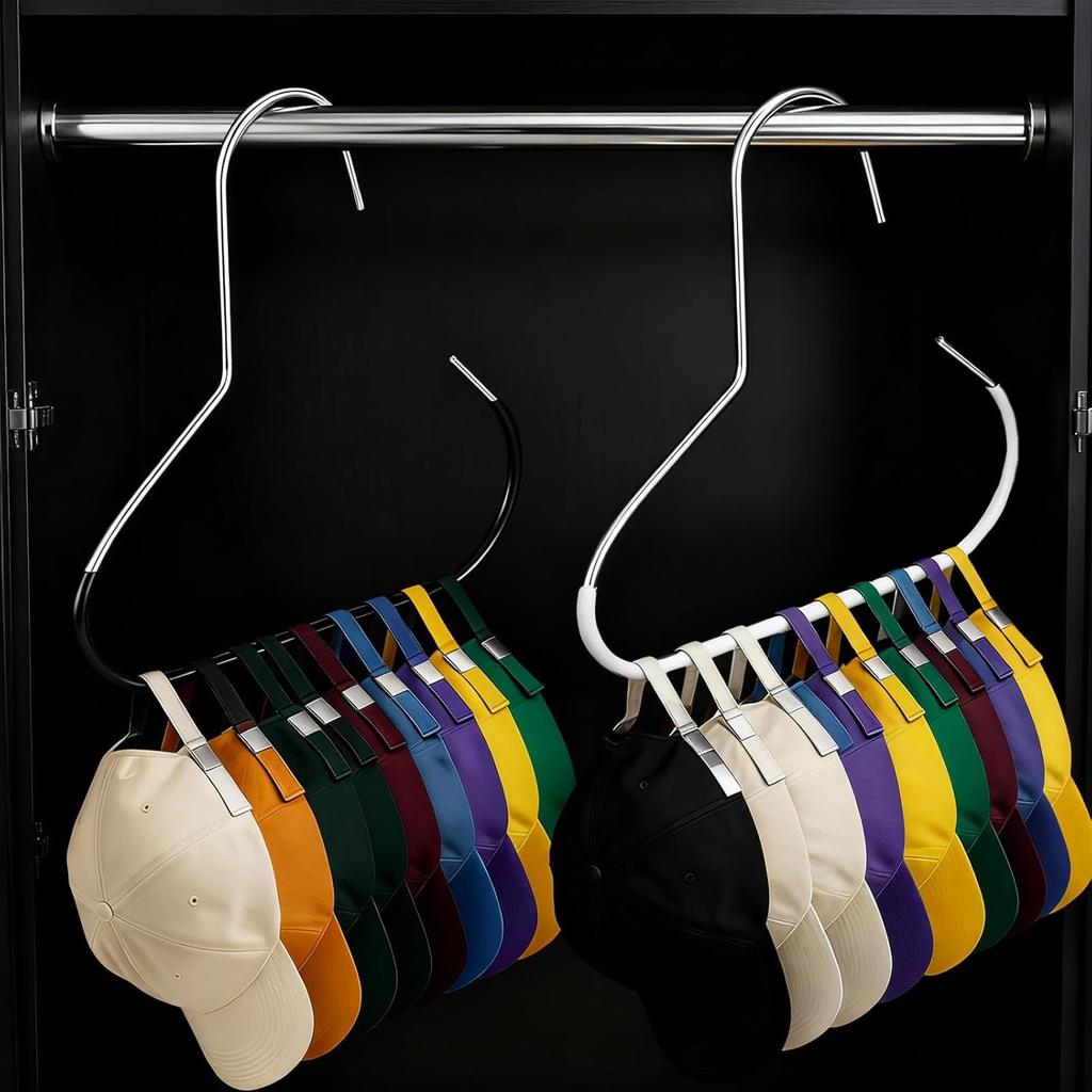 4 Piece Baseball Cap Hangers Stainless Steel Hat Storage Hook Hat Organiser for Baseball Caps Ball Cap Holder Rack Closet Accessories Holder for Hats