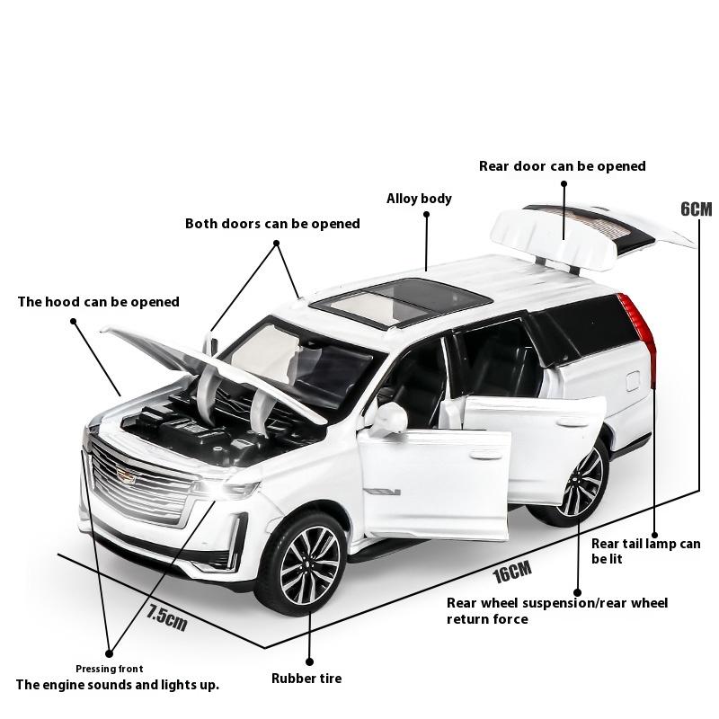 1/32 Scale Cadillac Escalade Off-road Vehicle Simulation Diecast Metal Alloy Model Car Sound Light Pull Back Collection Toy Gifts