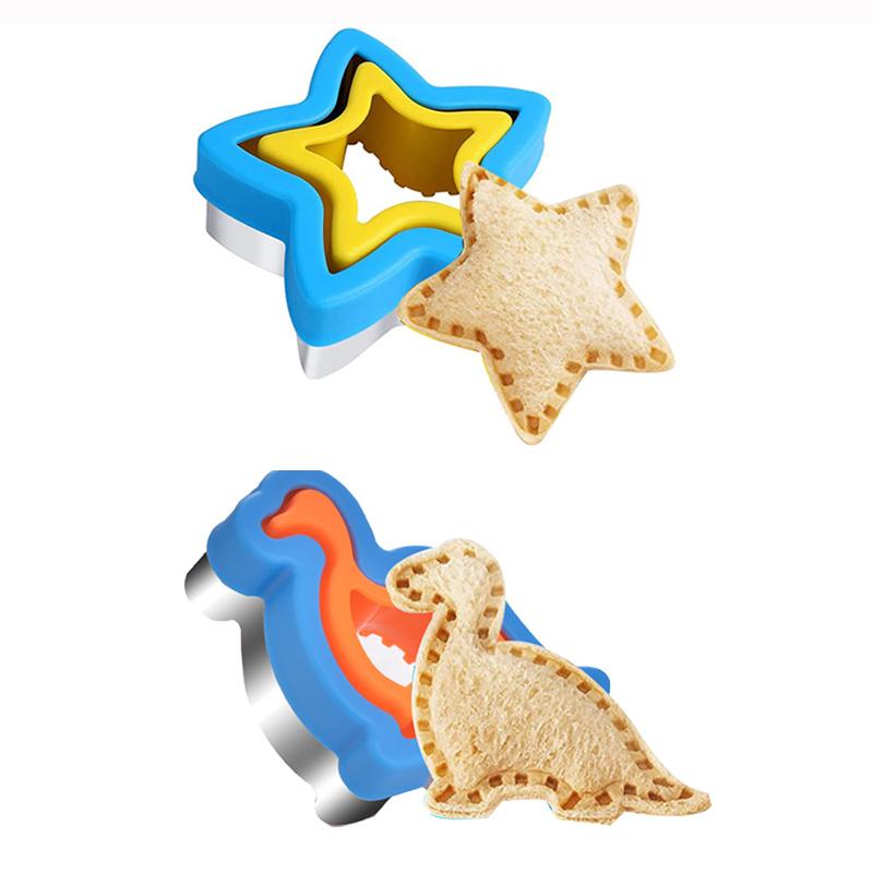 2Pcs Sandwich Cutters Cookie Mold Heart Dinosaur Shape Bread Cutter Sandwich Maker Kitchen Tools Sandwich Cutter Sealer for Kids