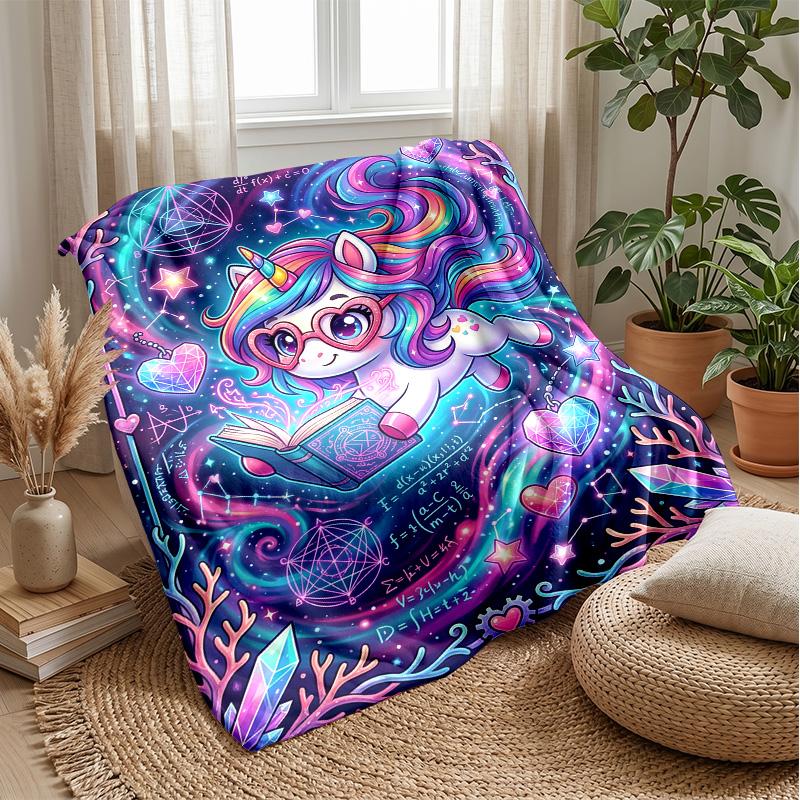 Unicorn Rainbow Stars Theme blanket Lightweight Warm Flannel Blanket Decorative Throw Blanket for Home Decoration