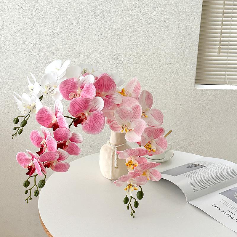 Bionic Phalaenopsis Floral Arrangement: Realistic Fake Flower Decor for Living Room or Dining Table.