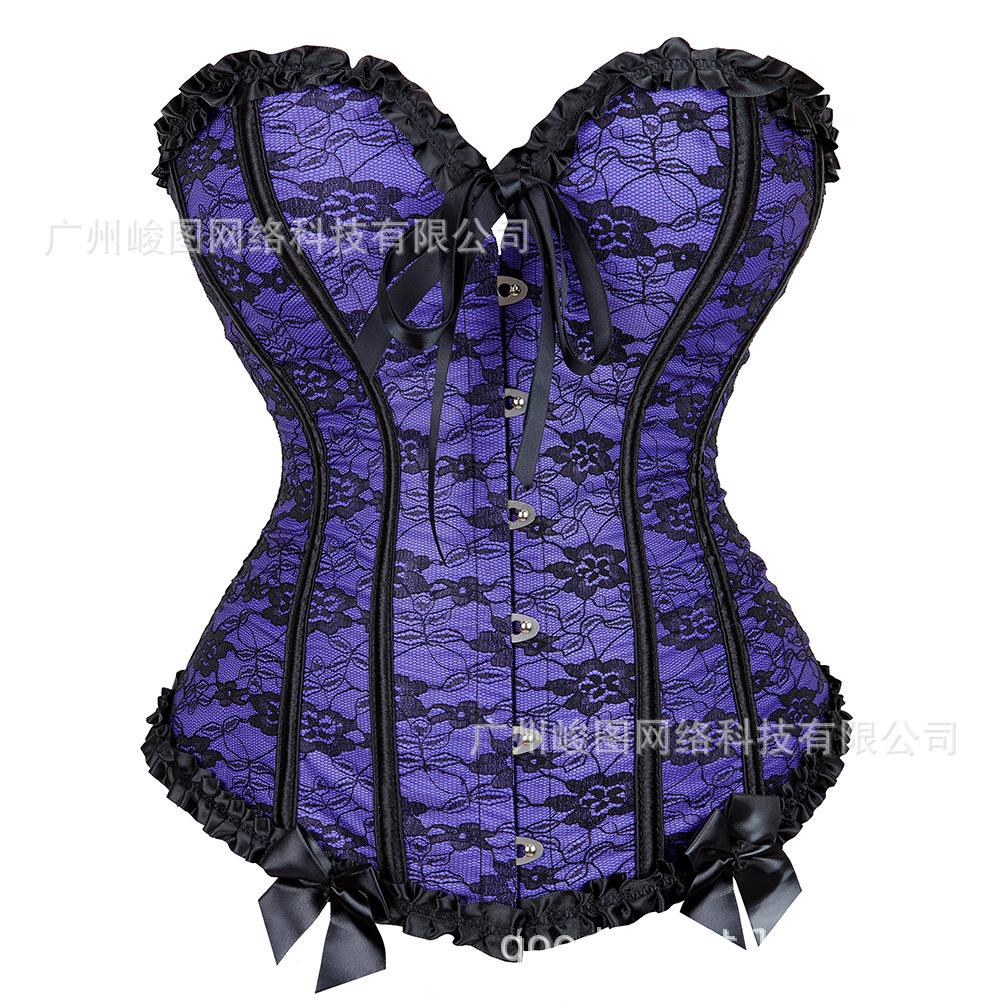 European Palace Style Lace Steel Buckle Boned Corset Body Shaper