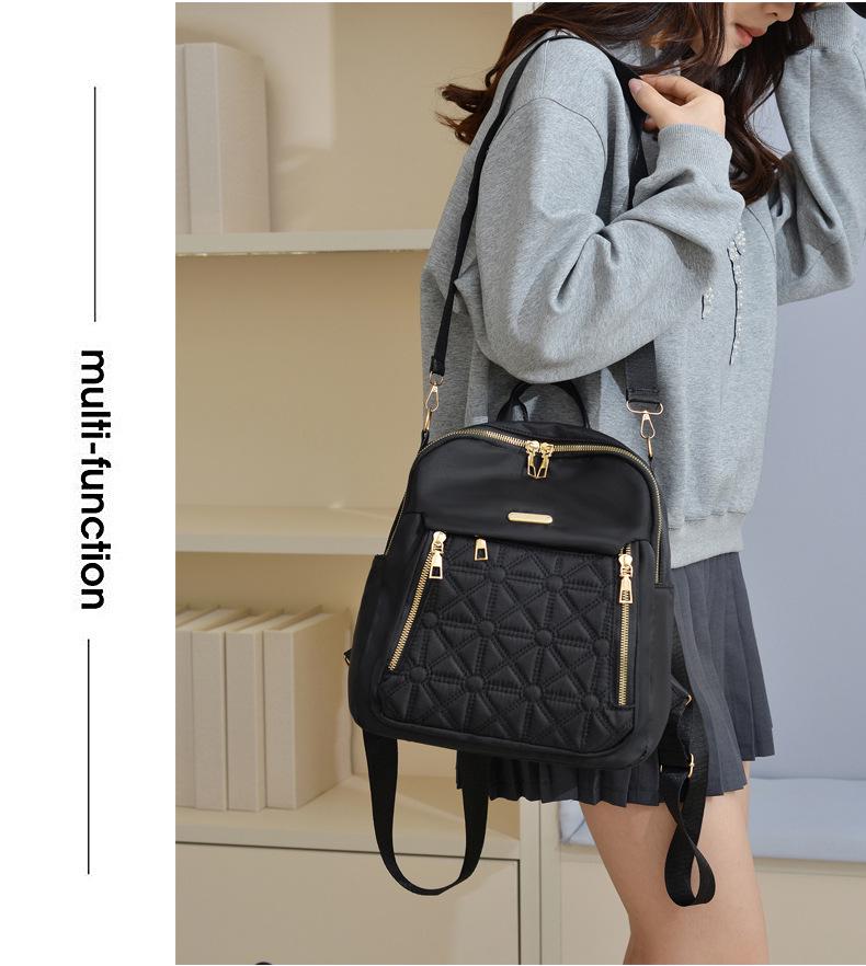 Women's Oxford Cloth Embroidered Backpack - Large Capacity, Fashionable, Perfect for Work and Commute