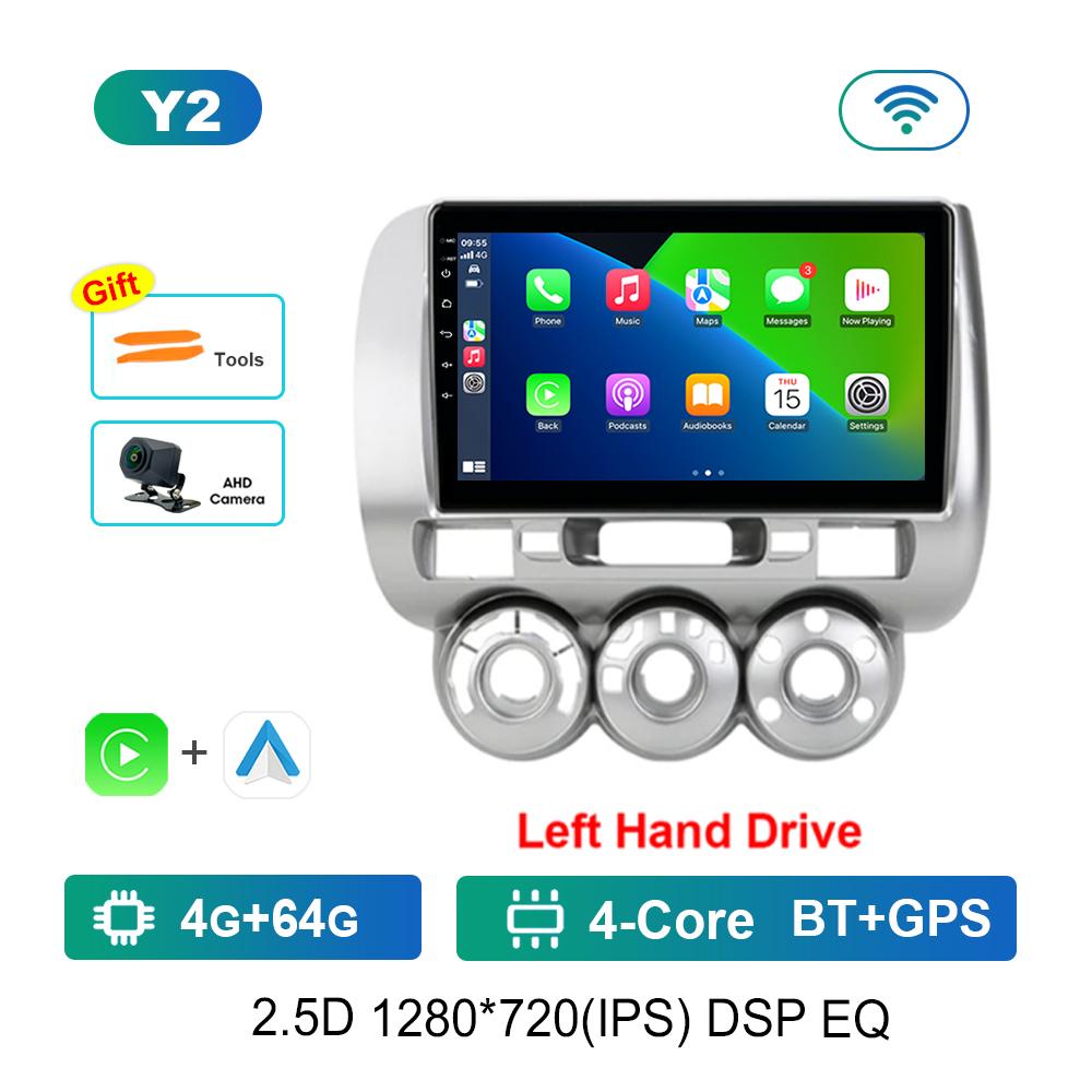 Left Hand Drive 9'' for Honda Jazz 1 GD 2001 - 2008 Car Radio Multimedia Player Android Intelligent System GPS Navi WiFi+4G BT