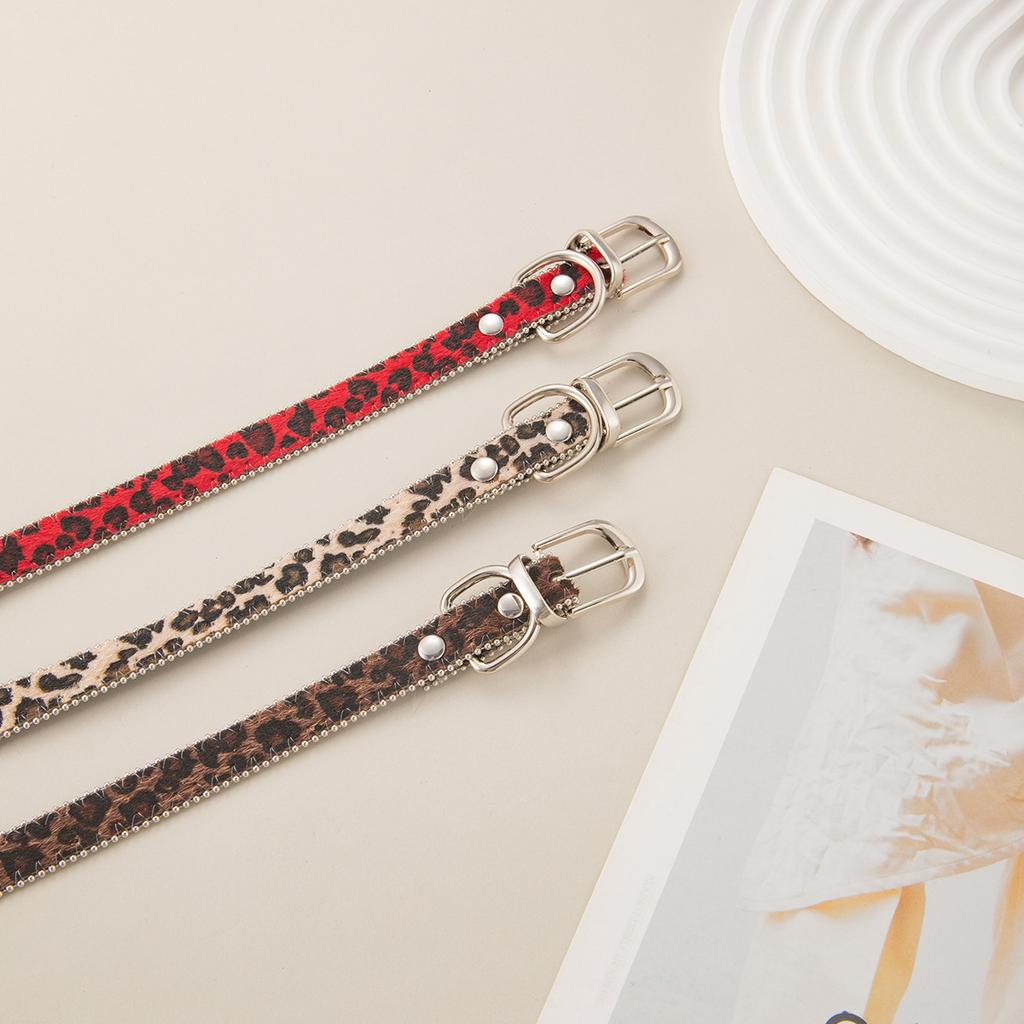 Sexy Spice Girl Leopard Print Belt Buckle Collar Women'S Niche Punk Subculture Design Sense Trendy Fashion Apparel