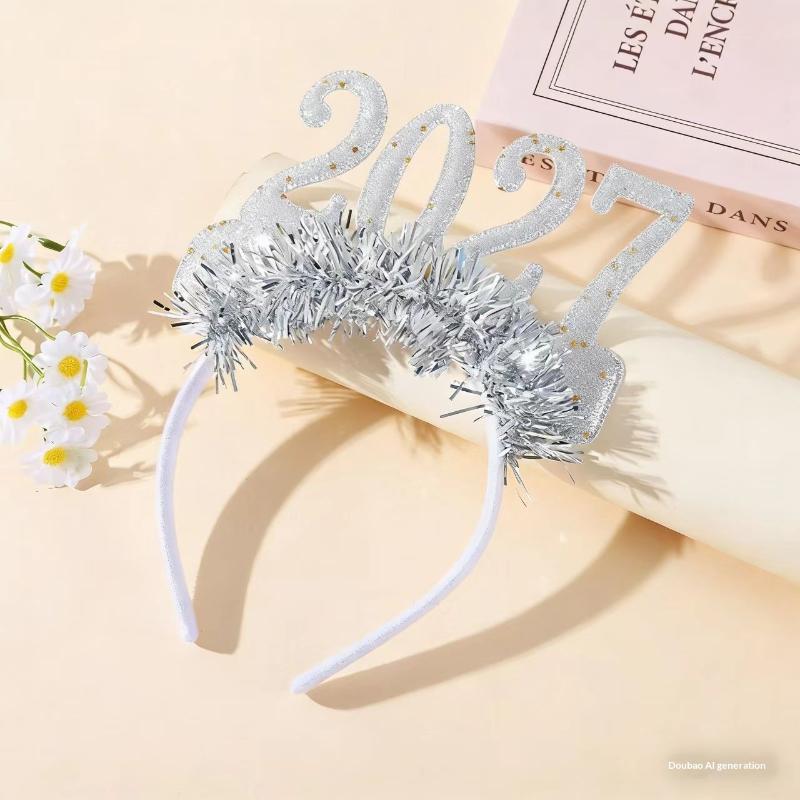 2027 Happy New Year Headband Christmas Numbers Headbands Glitter Sequins Hair Hoop Eve Party Hair Bands Party Props