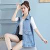 Mode frauen Weste Neue Denim Weste Koreanische Lose Mid-länge Ärmellose Jeans Westen Damen Weste Jacke Tops Outwear