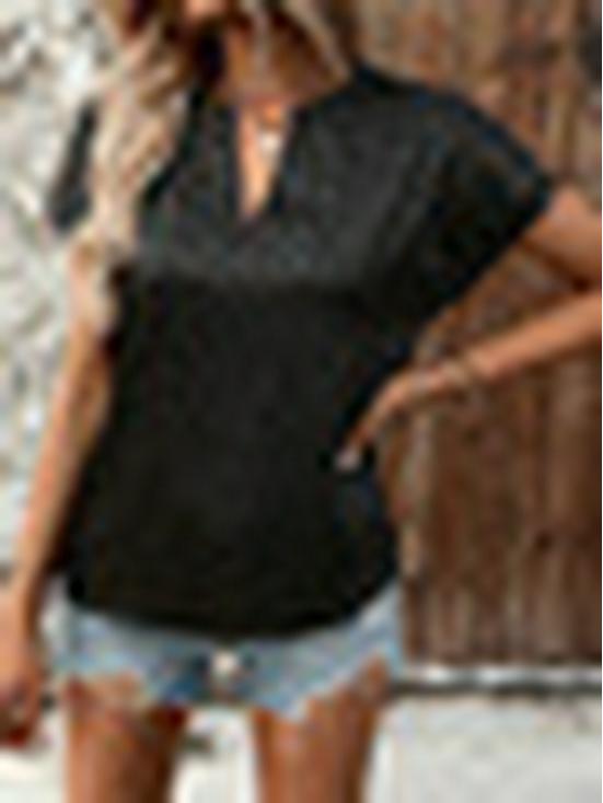 2024 Summer Women's Leopard Jacquard Casual Short Sleeve Top