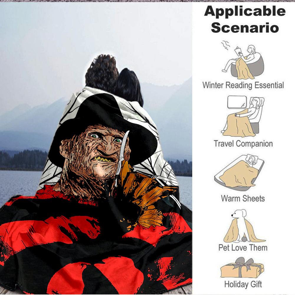 1pc A Nightmare On Elm Street Flannel Throw Blanket - HD Printed Lightweight Soft Warm All-Season Blanket for Sofa, Bed, Travel, Camping 070