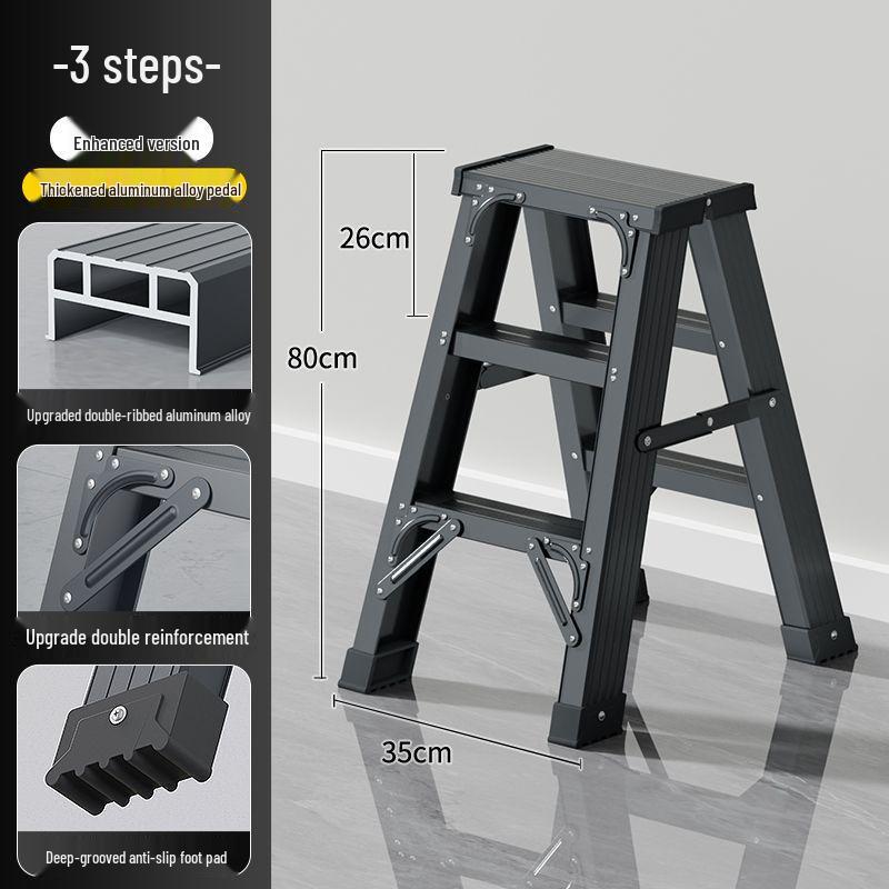 Heavy-Duty Aluminum Folding Ladder: Indoor/Outdoor Telescopic, Double-Sided, Portable.