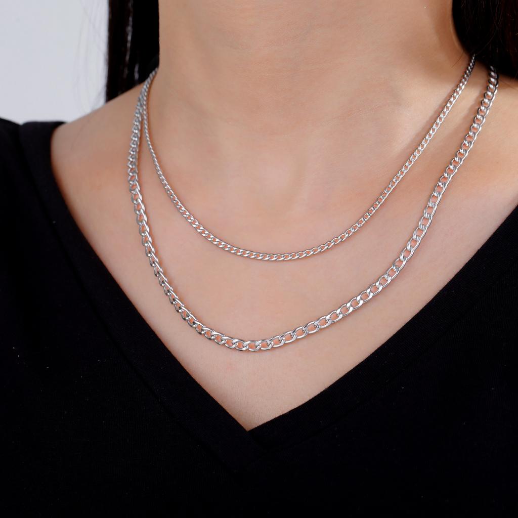 Teamer Cuban Chain Necklace for Men Women Basic Punk Stainless Steel Curb Link Chain Chokers Gold Color Men's Necklaces Jewelry