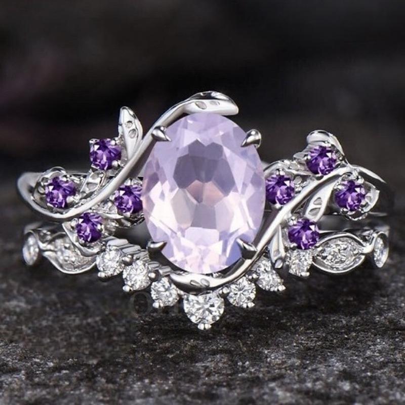 

Accessories1pc Fashion Design Stylish Inlaid Purple Synthetic Zircon Ring for Everyday Wear Jewelry 10 серебряный