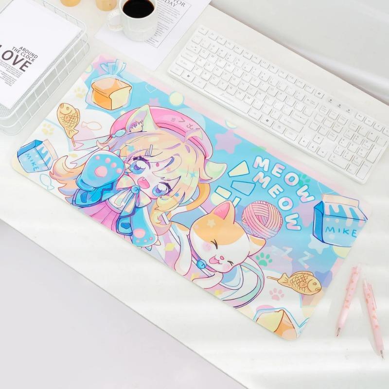 Laptop Mousepad Cute Kawaii Anime Girl Deskmat Long Table Mat Teen Girls Bedroom Student Placemat Keyboard Mat Large Mouse Pad