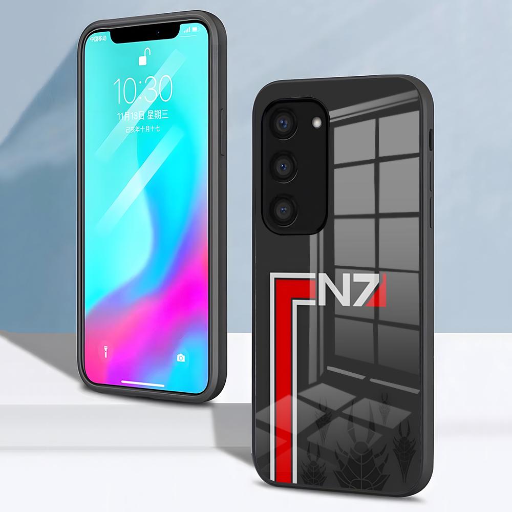 

Чехол для телефона N7 Mass Effect для Samsung S26 S25 S24 FE S23 S22 S21 Plus S20 Ultra Note20Ultra Черная стеклянная крышка Galaxy S25