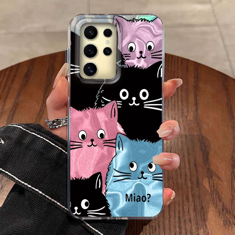Case For Samsung Galaxy  A56 S24 S25 Plus Ultra A15 A25 A55 A35 A16 A26 A36 Phone Cover Gradient Color Cat Leopard Print Bumper