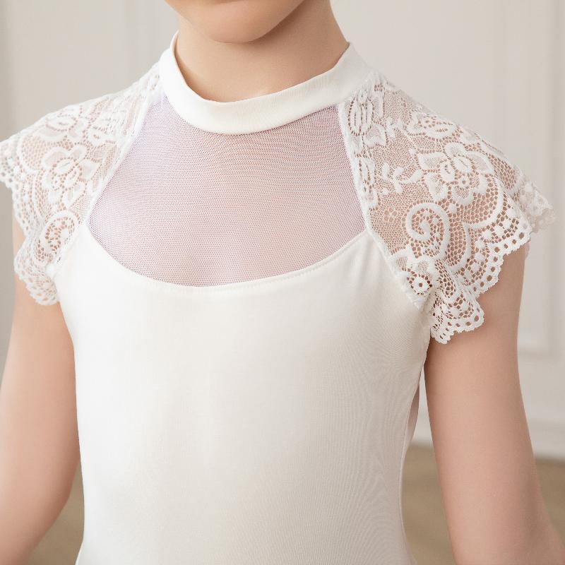Child Girls Ballet Dress for Kids Girls Summer Mesh Splice Short Sleeve Dance Leotard