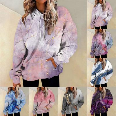 Mujer Moda Diaria Versátil Casual Sudaderas con Cuello Redondo Gráfico Diario Manga Larga Degradado Estampado con combinación de varias telas Top Sudaderas