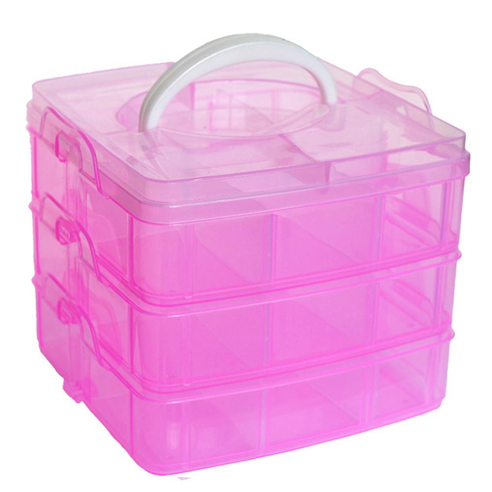 Clear Plastic Craft Beads Jewellery Storage Organizer Tool Box Case