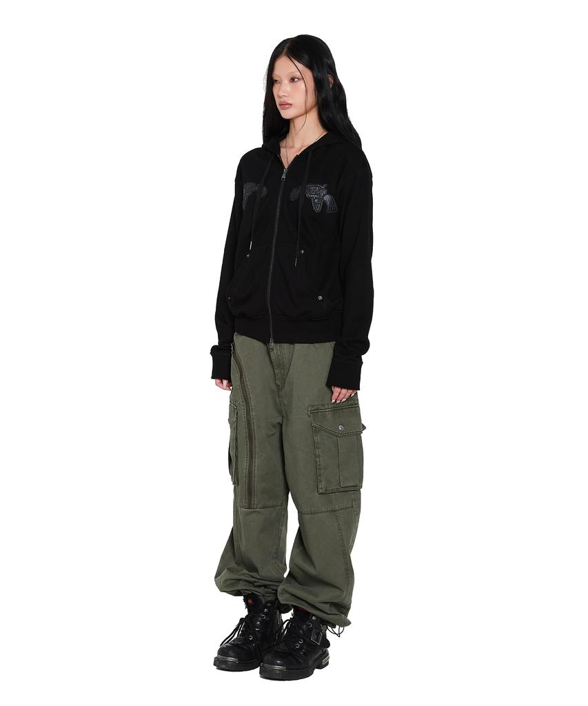 AAKAM Oblique Zippered Cargo Pants (Khaki)