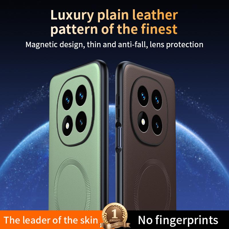 For Redmi Note 14 Pro 5G Case Magnetic Leather Shield Cover High Quality Anti-Fingerprint Non-Slip PC+TPU