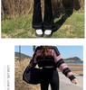 Women's High-Waisted Slimming Black Micro Flare Jeans with Raw Edge - Autumn 2024 Collection