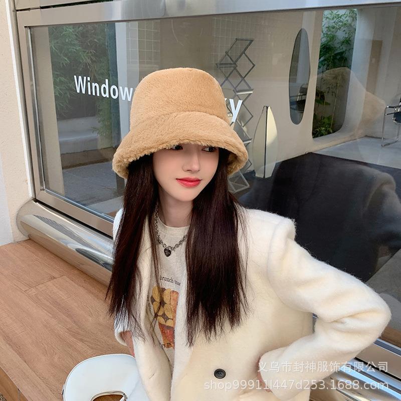 Winter Women's Hat Korean Version Autumn and Winter Warm Pure Color Big Head Circumference Fisherman Basin Hat