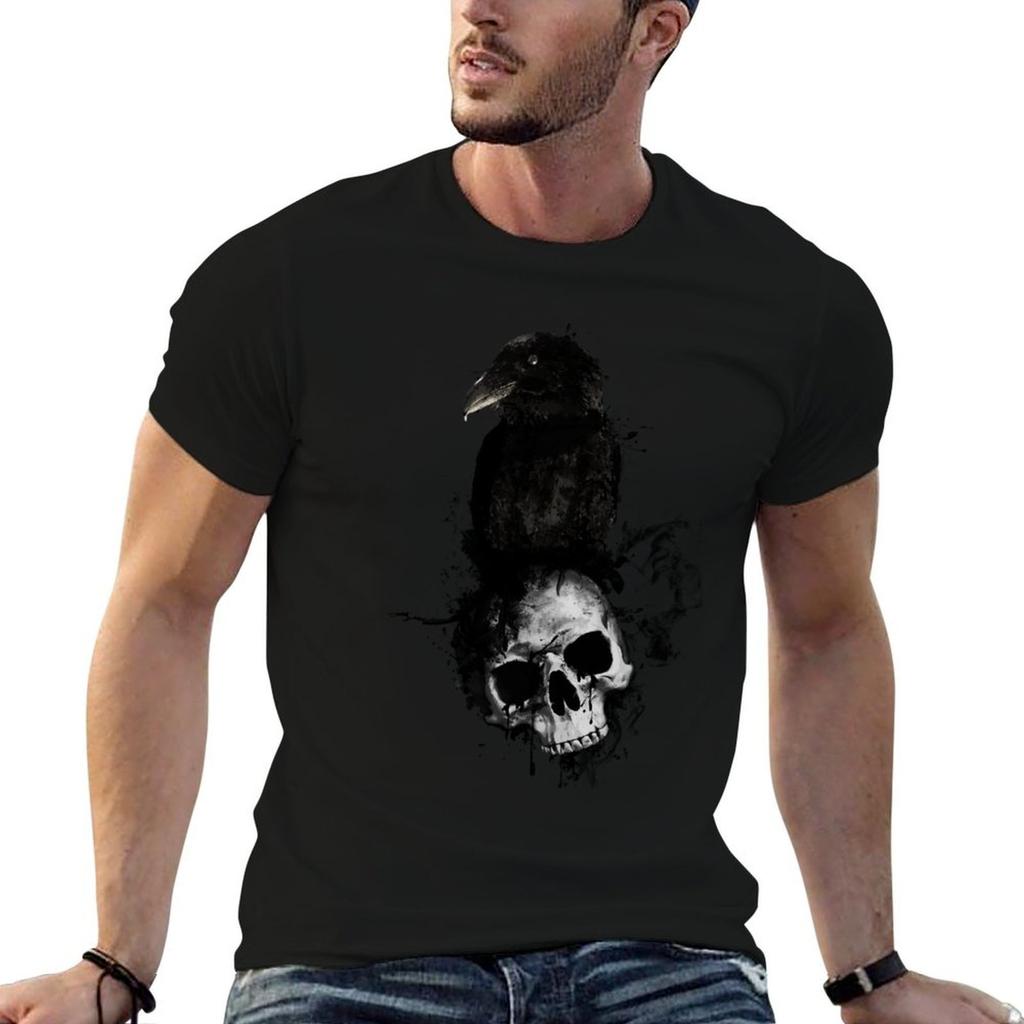 Raven And Skull Tshirt Work Utility Short Sleeve Shirt