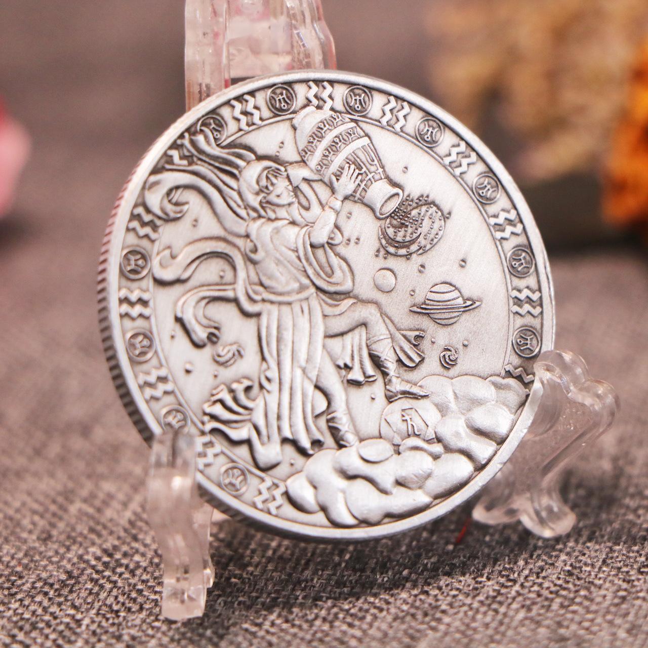 

Двенадцать зодиакальных монет, Весы, Водолей, Стрелец, Таро созвездия, ретро, подарки серебряными монетами, рождественский подарок, наполнители для чулка