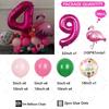 34pcs 32 Inch Rose Red Number 1-9 Birthday Balloon Set Flamingo Balloon Tropical Hawaii Theme Party Decoration Festival Supplies