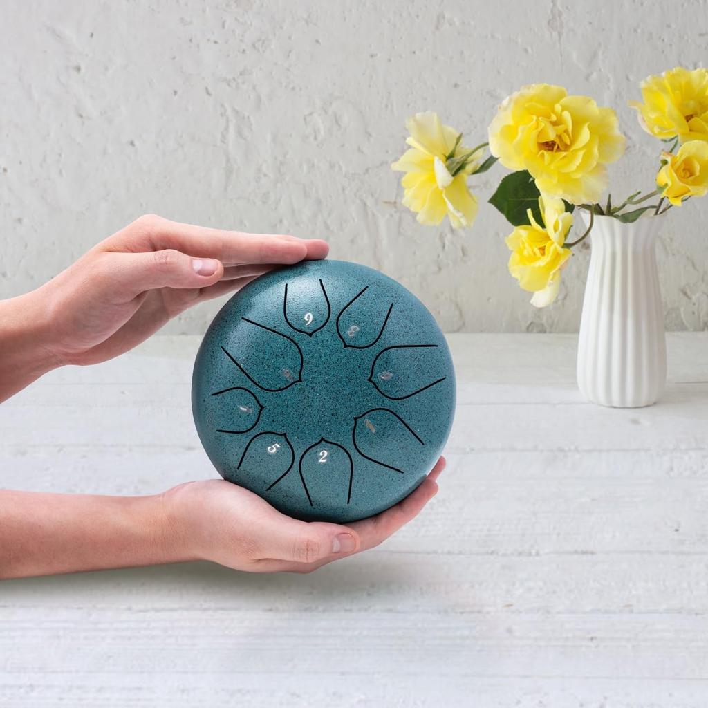 Stahlzungentrommel, 8 Töne, 6 Zoll, Chakra-Tanktrommel, Stahlpercussion, gepolsterte Reisetasche und Schlägel