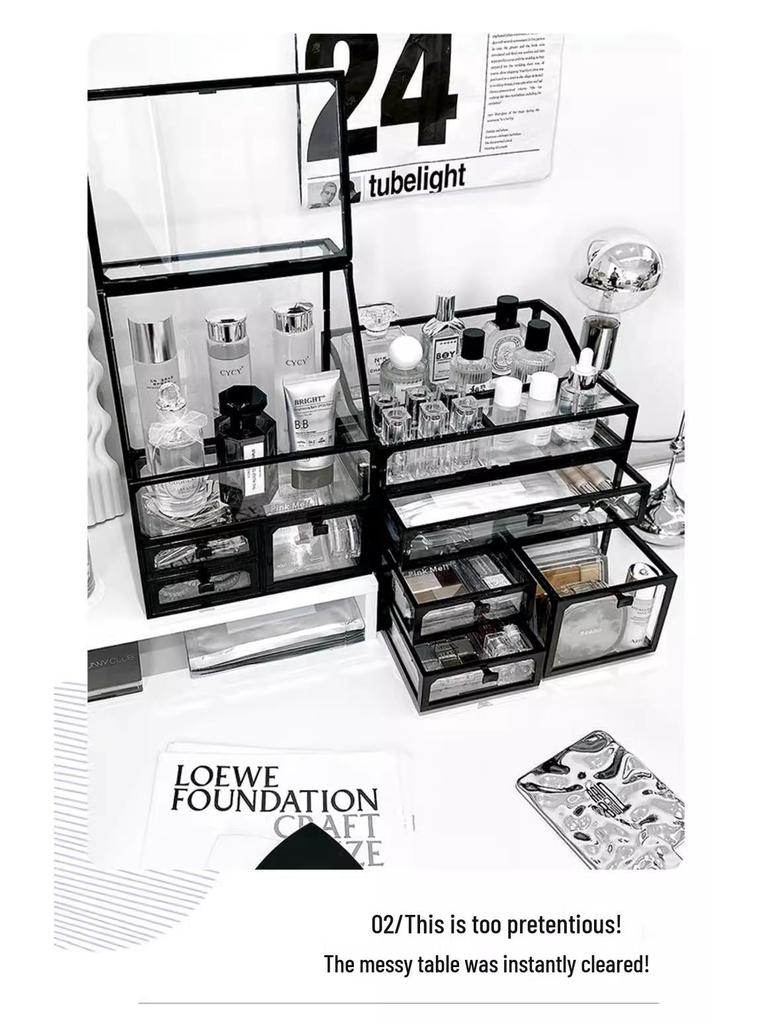 High-End Transparente Staubdichte Kosmetikaufbewahrungsbox für Waschtisch