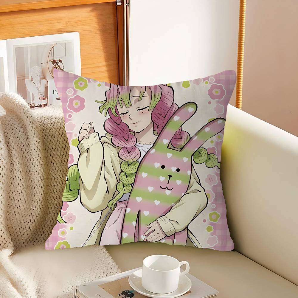 M-Mitsuri Kanroji Anime Cushion Cover Inches Farmhouse Decor Home Throw Pillow Covers For Couch Decorations