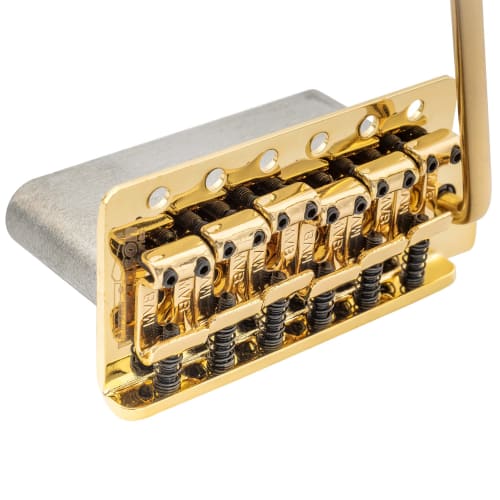 Wilkinson WOV03 10.8mm String Pitch Vintage 6-Point Guitar Tremolo Bridge for Squier, Mexico, Fender, and MIJ Strat Electric Guitars, Gold