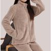 Women's Cozy Coral Fleece Pajama Set - Thick, Loose, High-Neck, Perfect for Autumn and Winter.