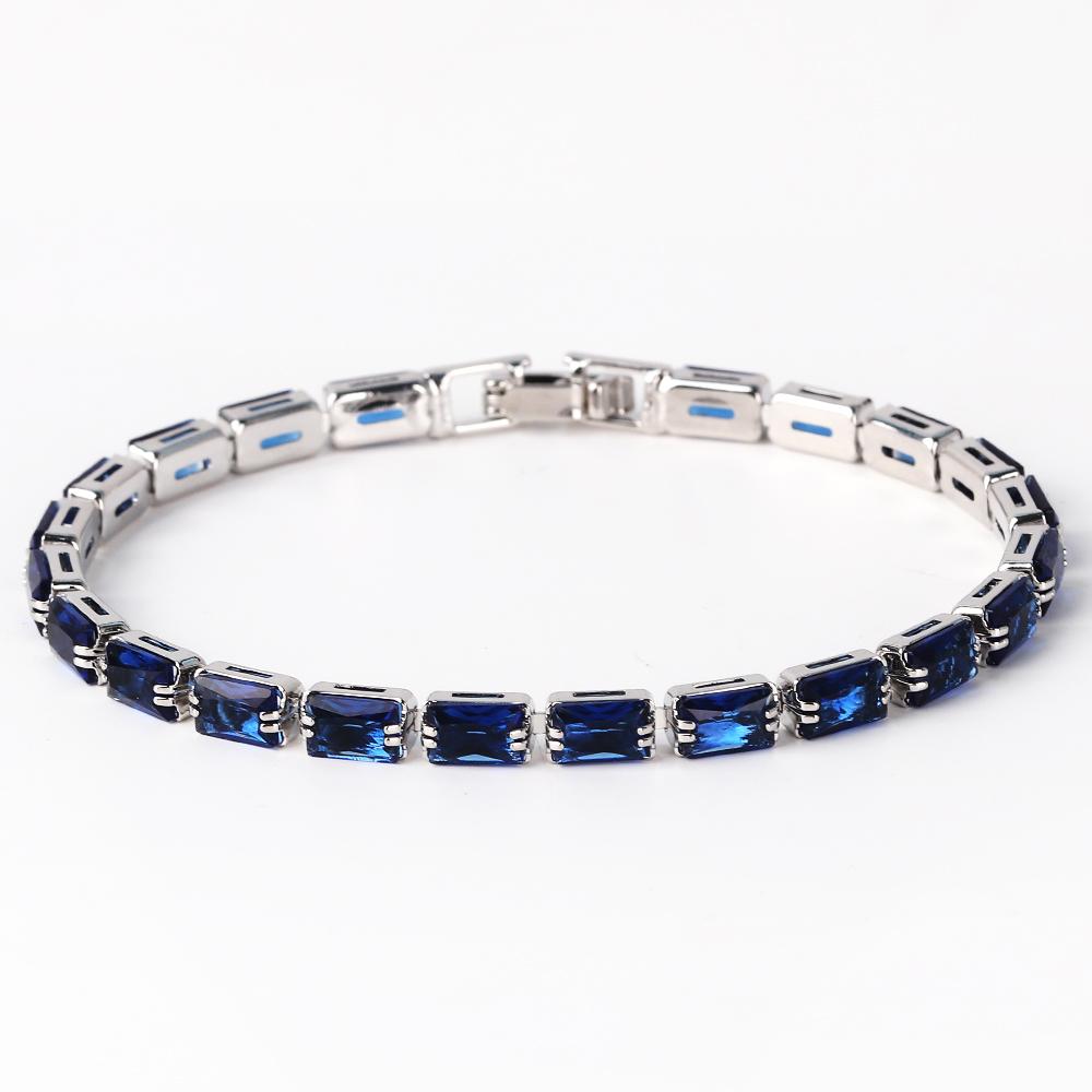 

4*6mm 18K Gold Plated Luxury Colorful AAA Cubic Zirconia Chain Bracelet Trendy Bangle Waterproof Jewelry for Women Party Gift