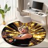 1pc Legendary idol Johnny Hallyday Round carpet Painted Printed circular carpet, home door mat, outdoor travel protection carpet