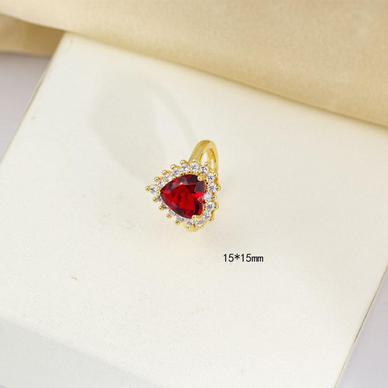 Elegant Vintage Ruby Heart Pendant Necklace and Versatile Women's Earring & Ring Set