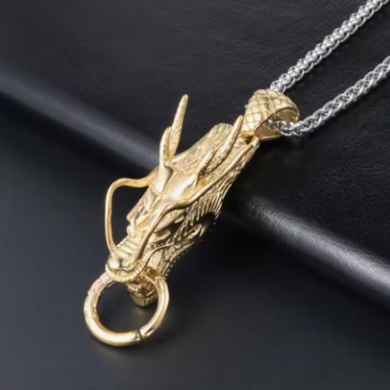 Stainless Steel Dragon Necklace New Punk Retro Jewelry Dragon Pendant Necklace For Man Gift