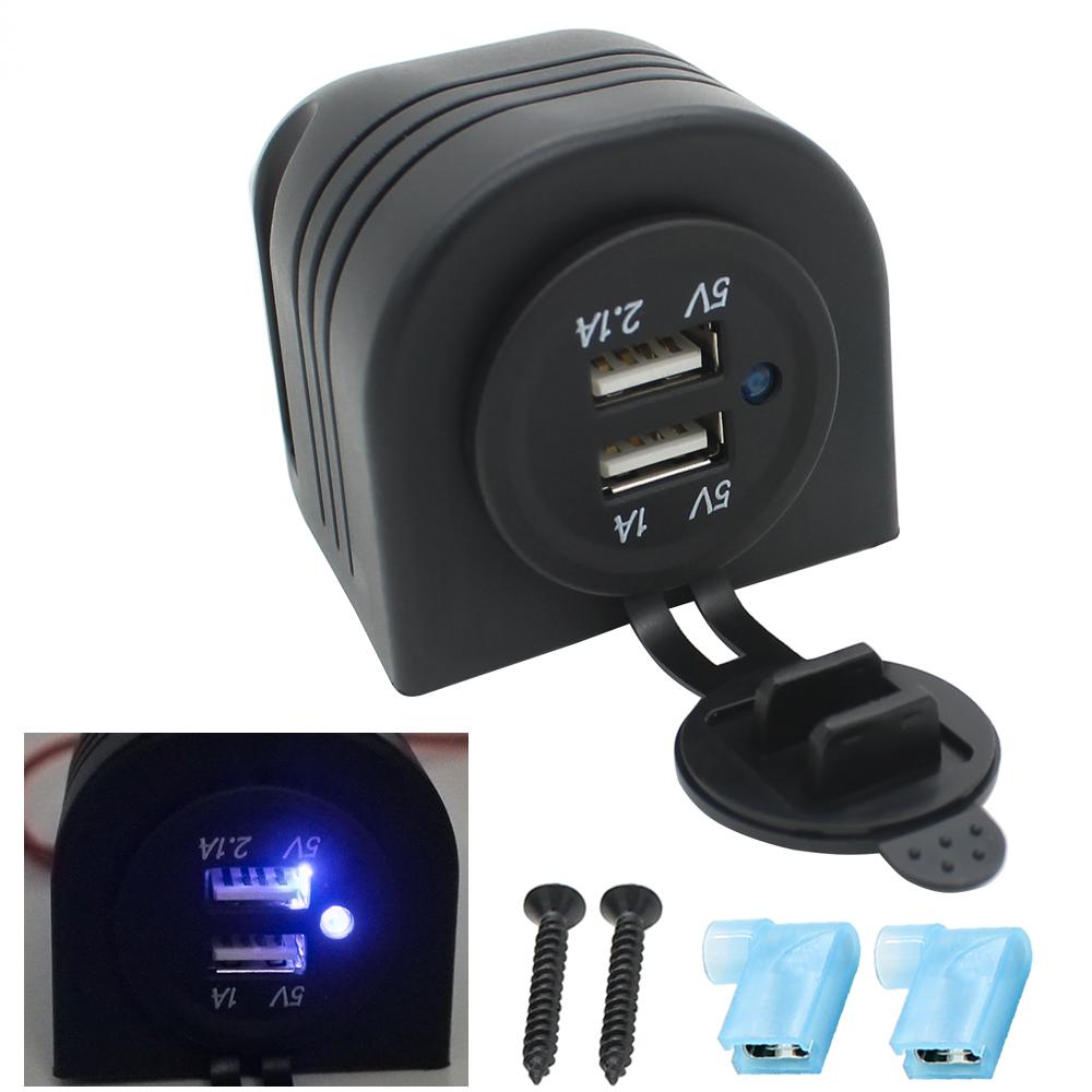 

Розетки USB, поверхневе кріплення 2x USB 12-24 В 8.3*5.5*5*3.7cm чорний