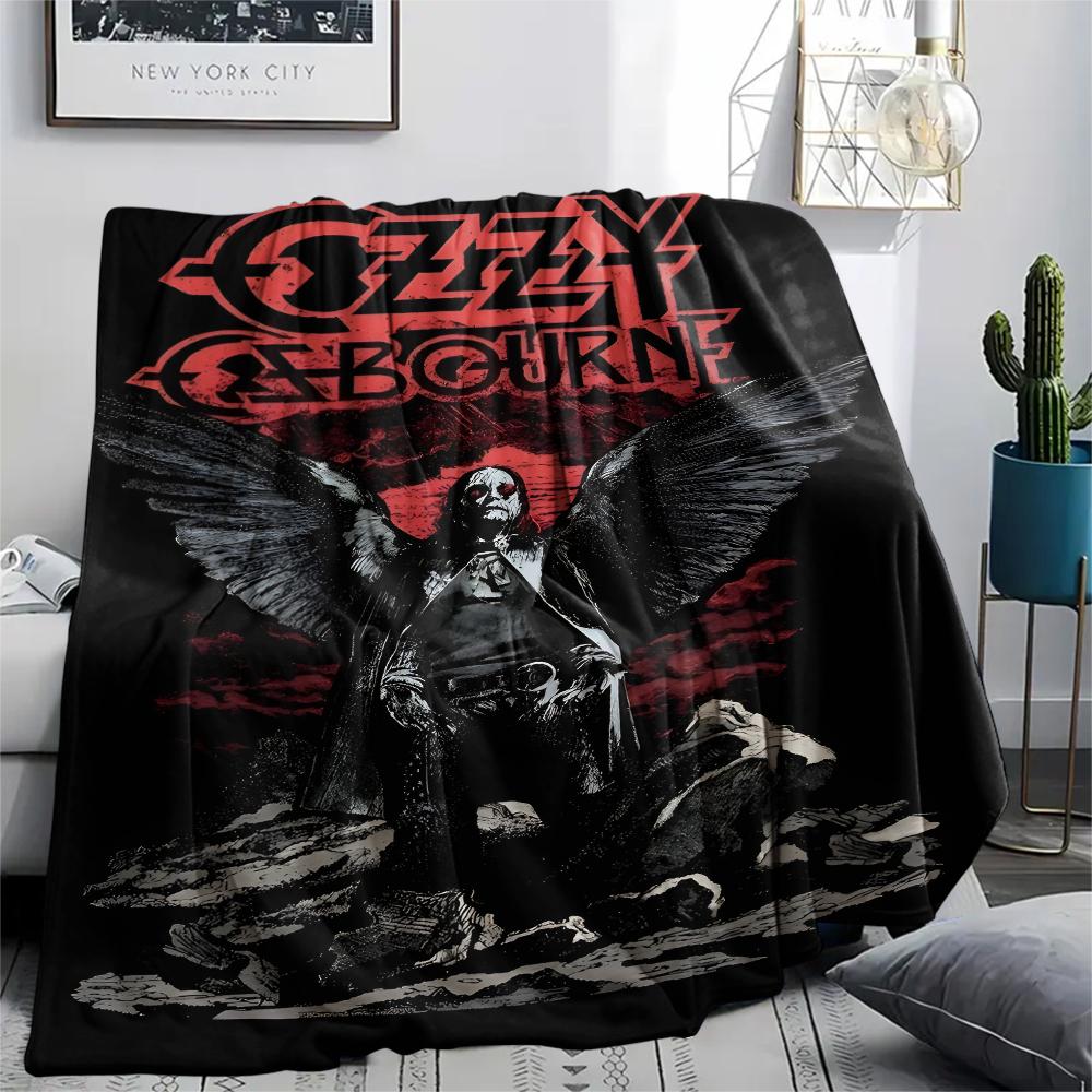 1pc Ozzy Osbourne Print Flannel Blanket, High quality Comfortable for All Seasons, Home Decor, Warmth and Comfort, Perfect for Christmas Gifts74