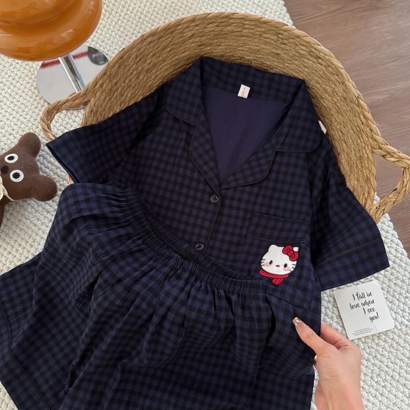 Summer new pajamas women's short-sleeved shorts thin cloud cotton cartoon cute large size Korean version loungewear