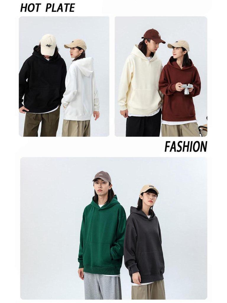 Moletom com Capuz Fleece Ombro Caído 500g com Bolsos – Moletom Grosso de Caimento Solto para Casais