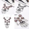 Ethnic Style Simulation Gemstone Decor Women Round Flower Necklace With Tassel For Boho Style Jewelry