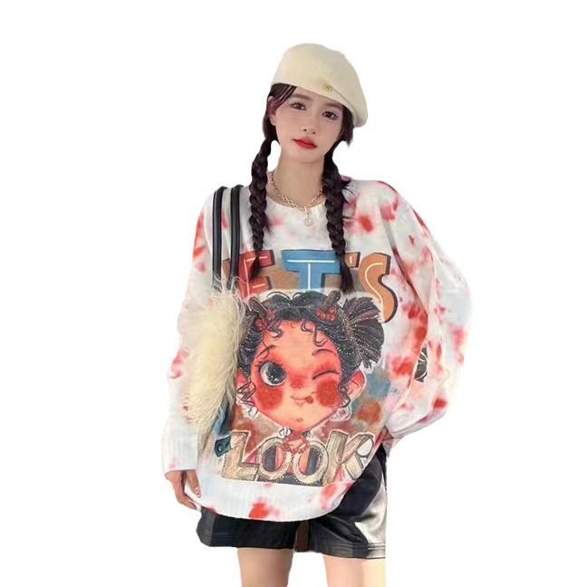 Girls' Knit Sweater with Stylish Print - 2024 Autumn/Winter Collection