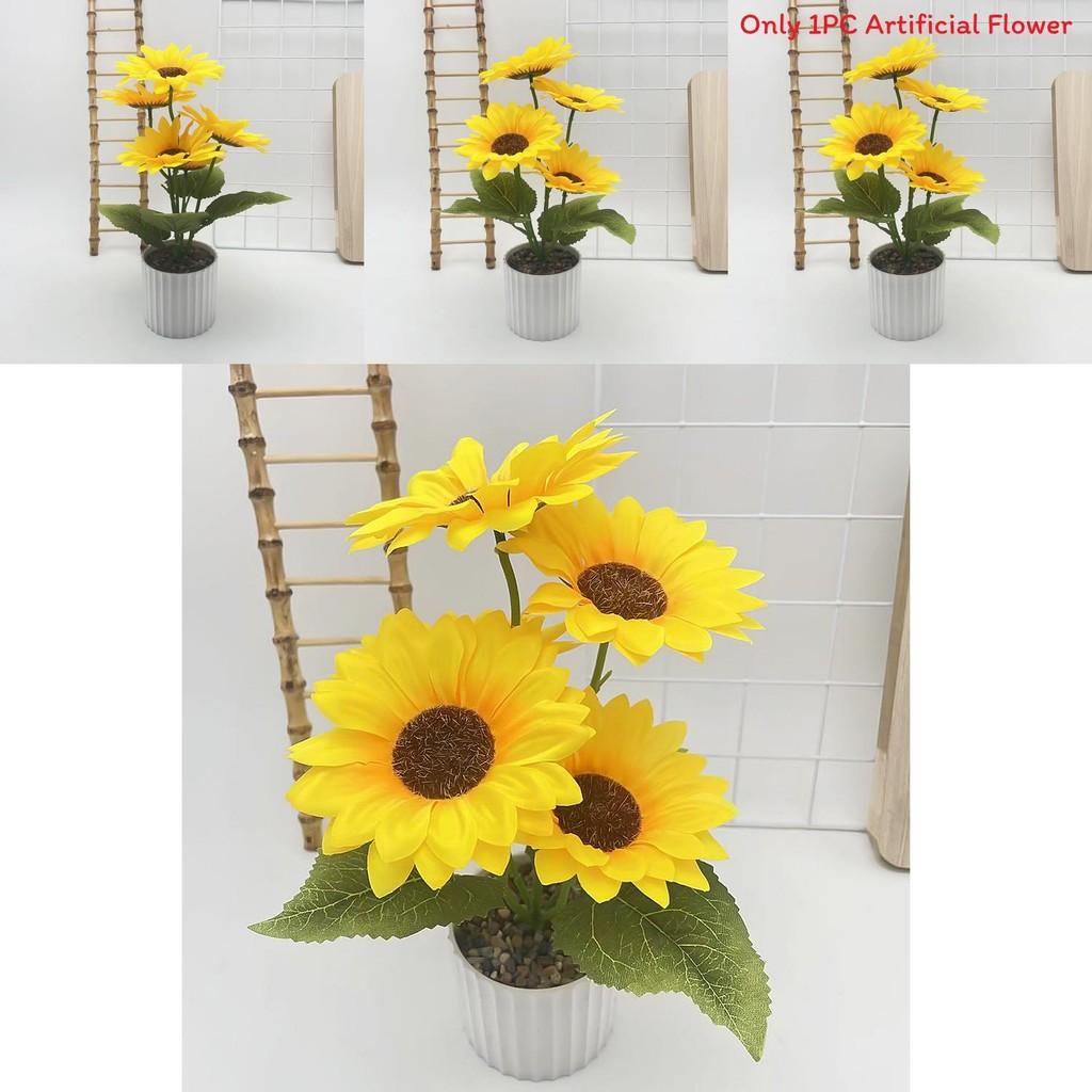 Sunflowers Flower Decor With Silk Fabric Rain Flower Stones For Wedding And Photography Props